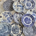 Blue & White Vintage Salad Plates | Gallery Wall Decor England | Sold Individually
