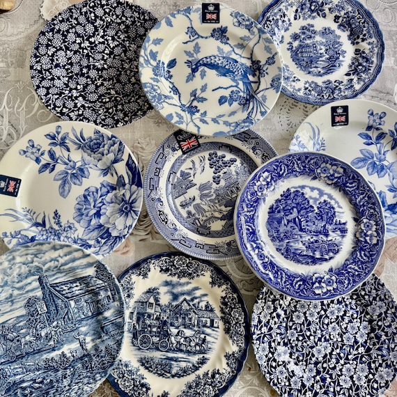 Blue & White Vintage Inspired Salad Plates | Gallery Wall Decor England | Sold Individually