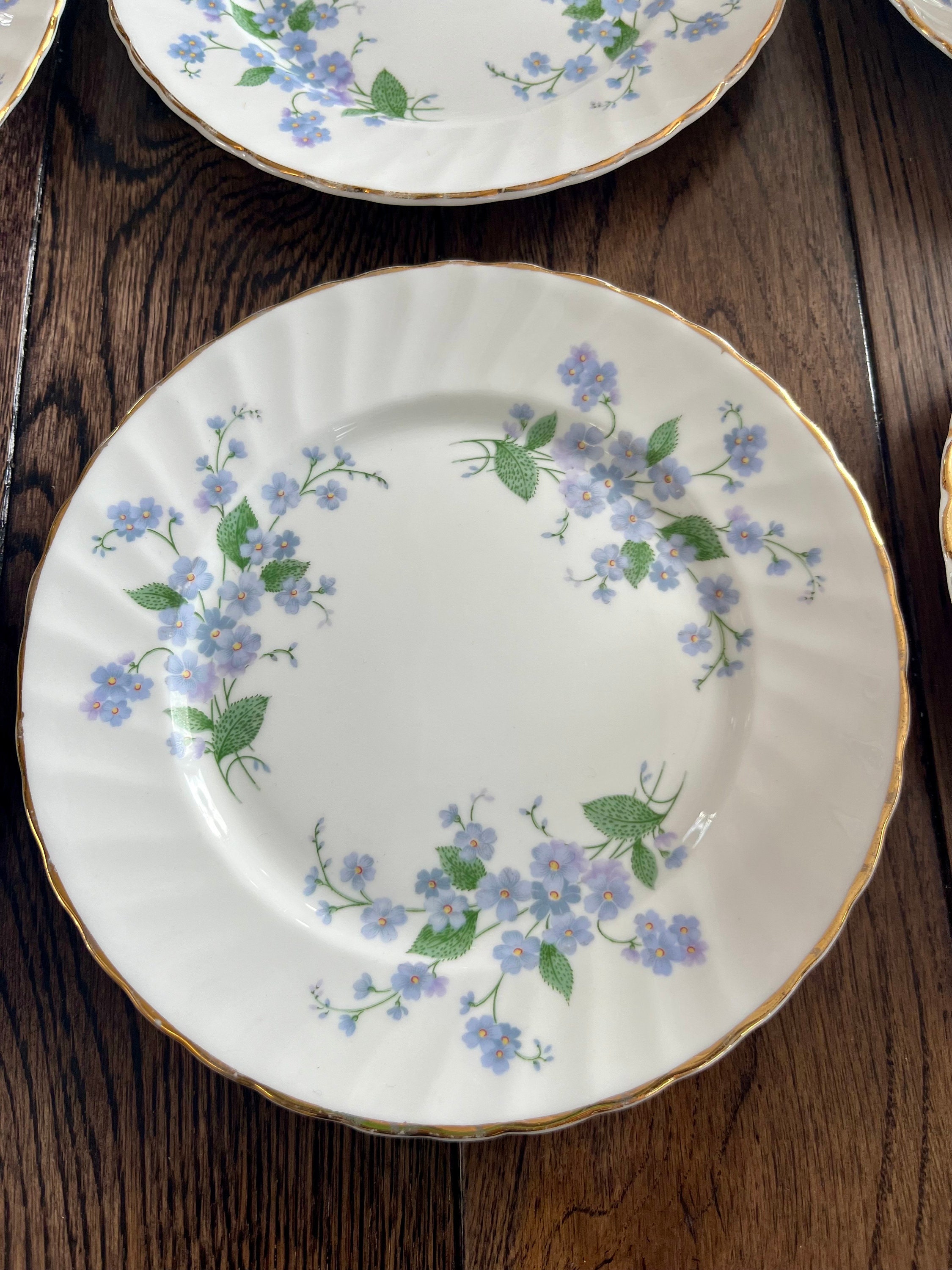 Royal Adderley “Sweet Forget Me Not” - Vintage English Fine Bone China — Custom Sets