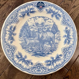 Vintage Blue & White Transferware Plate Set – English Countryside Scenes, Set of 4 image 9