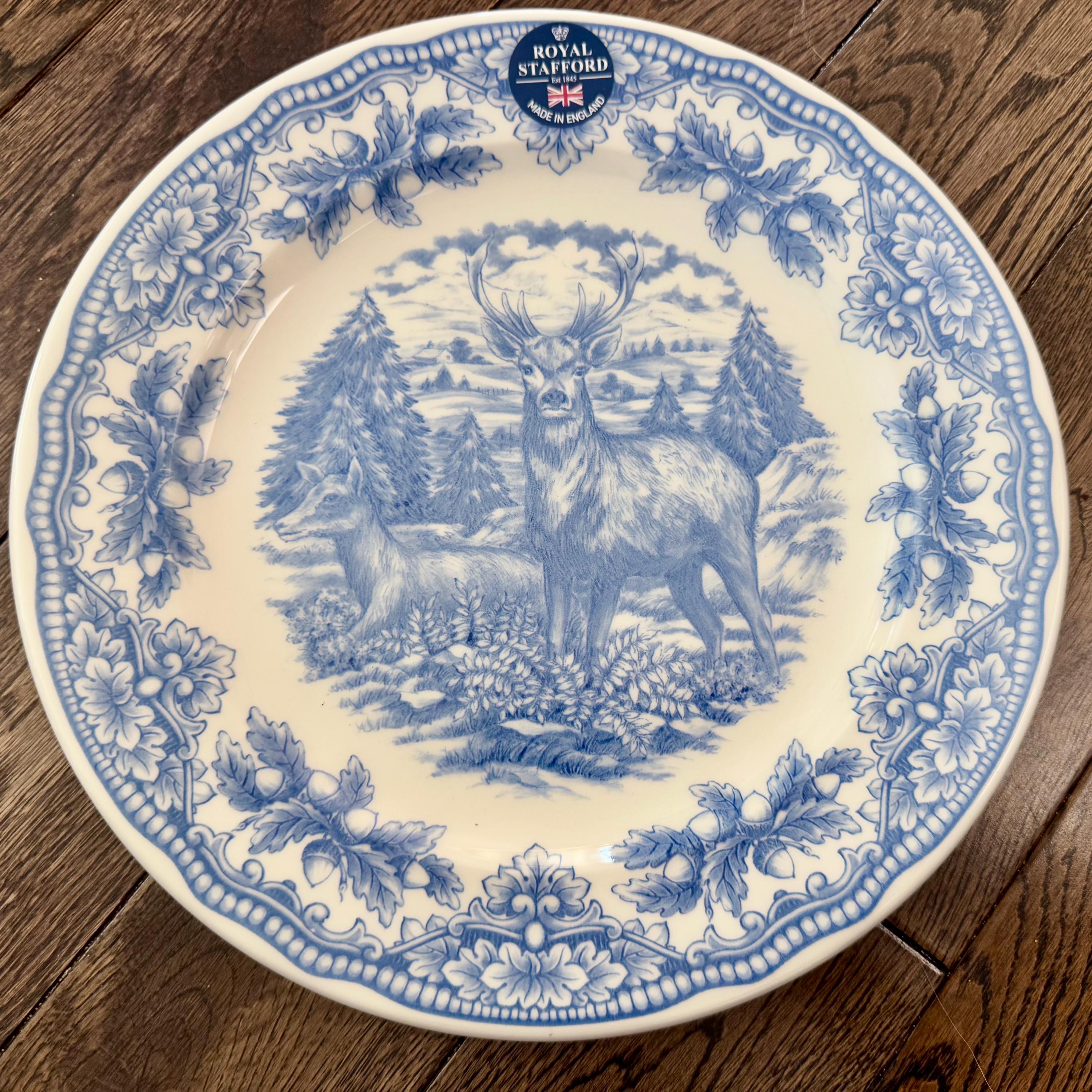 Vintage Blue & White Transferware Plate Set – English Countryside Scenes, Set of 4
