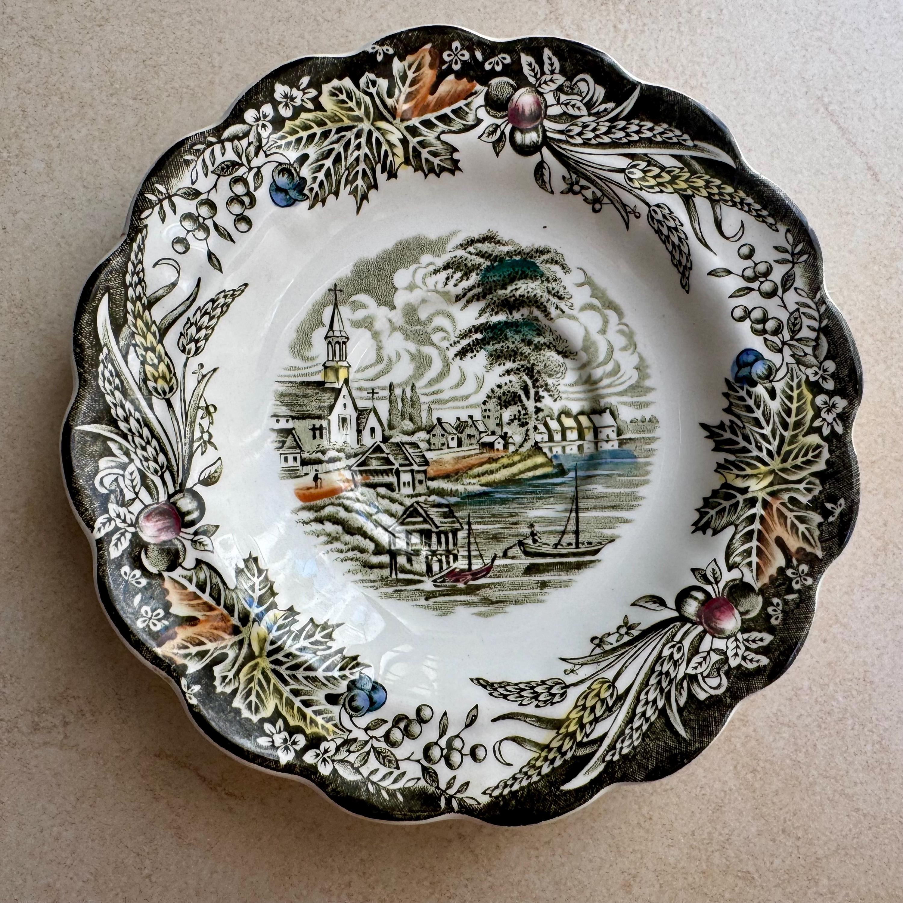 Gallery Wall Mismatched Set - England Farm Scenes in Brown & Green — 15 Plates