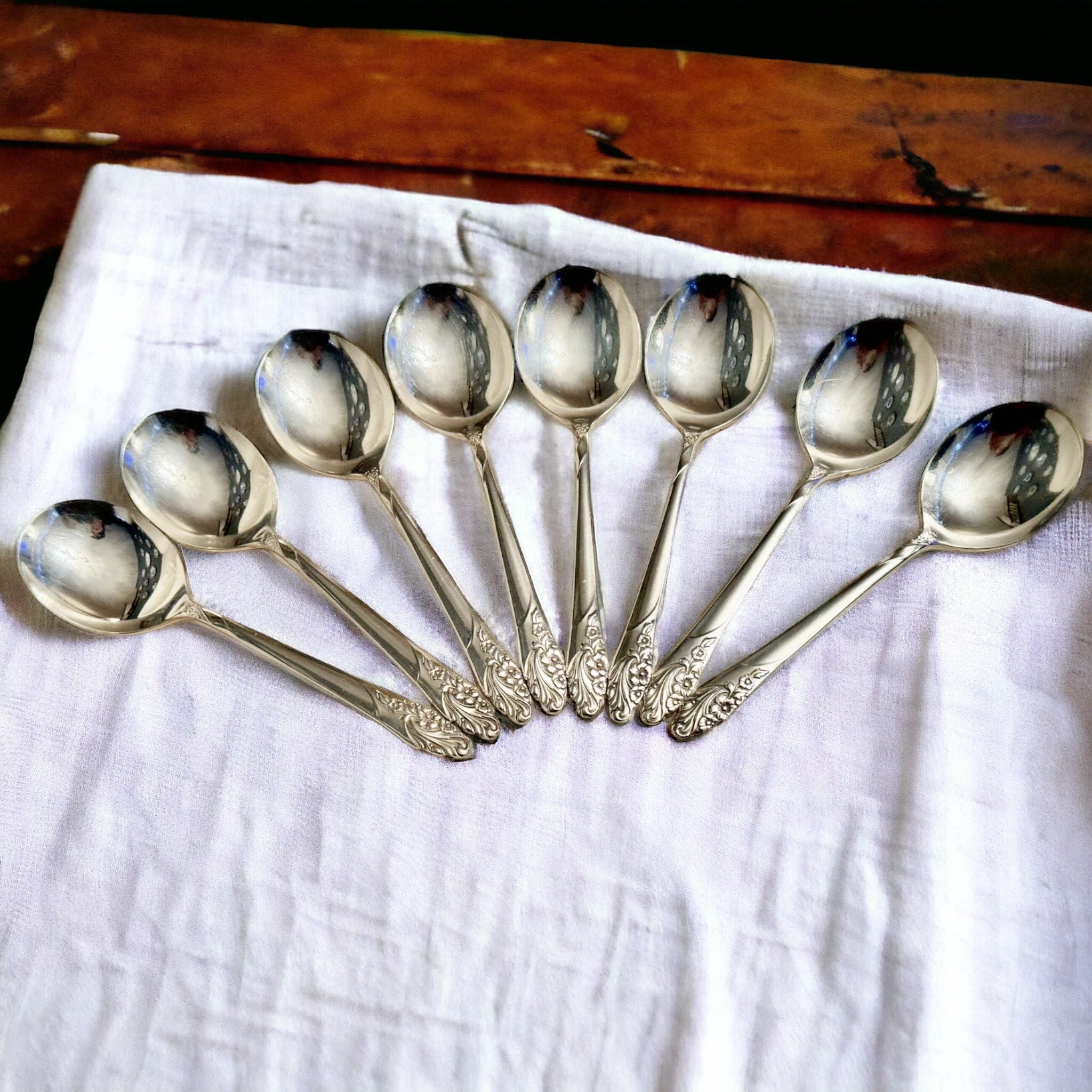 Vintage 1950s Silverplate Round Soup Spoons 7” – Set of 8 or 10