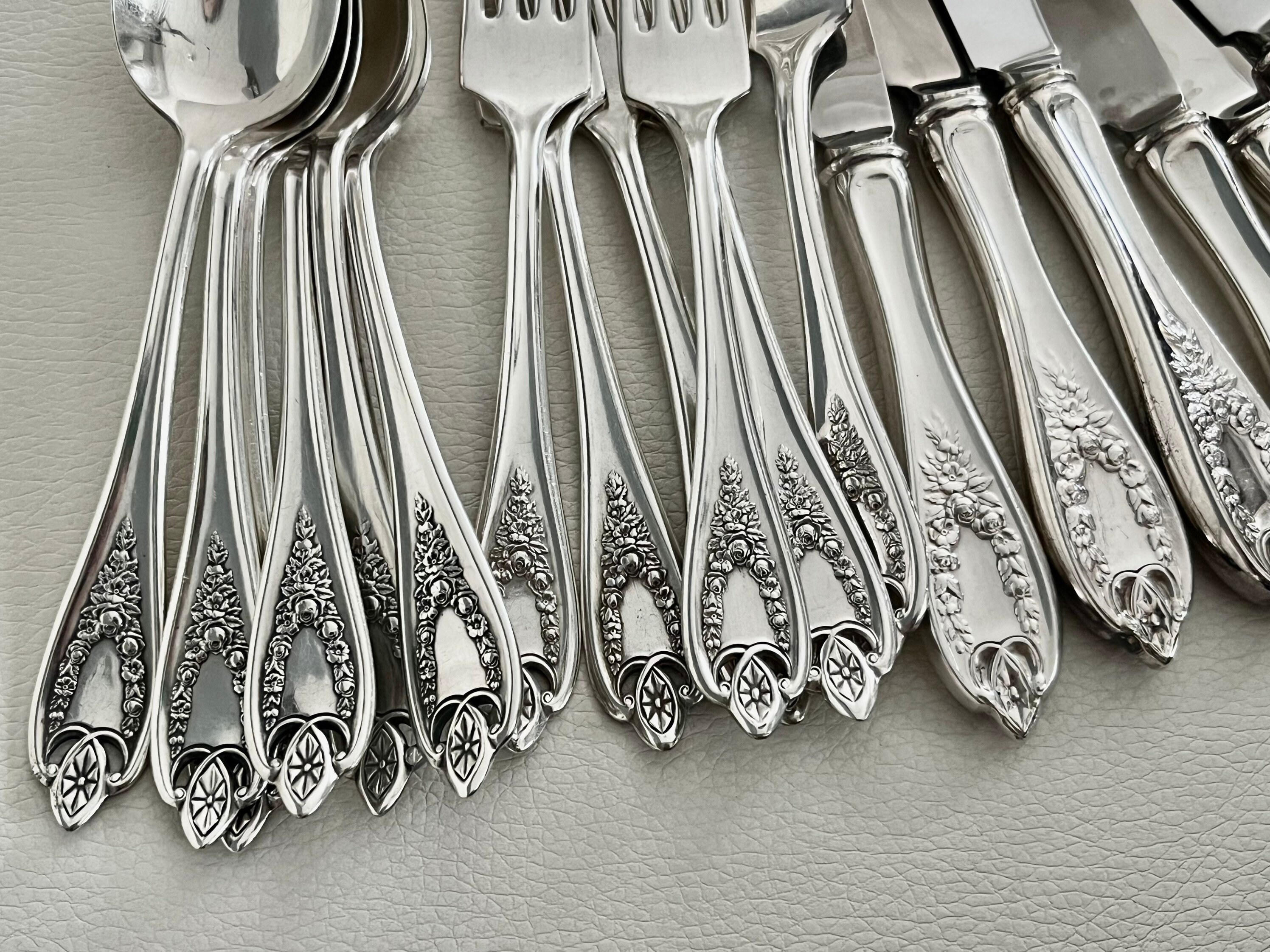 Vintage 1847 Rogers Old Colony Silverware Set for 8 and more: Art Nouveau Silverplate