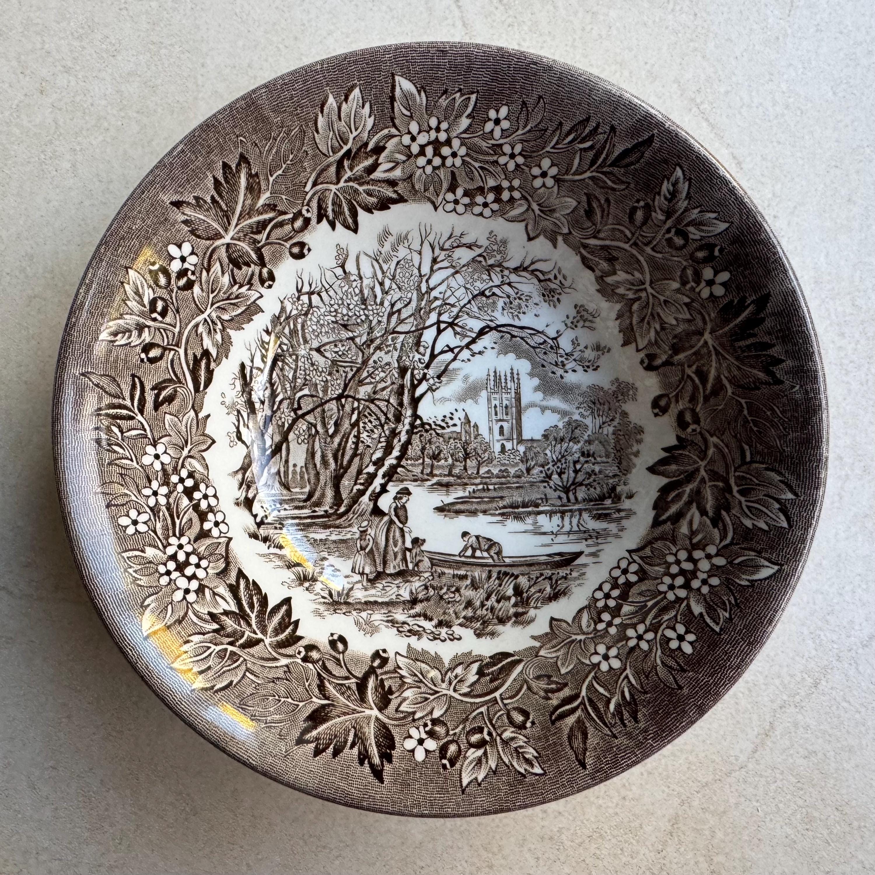 Vintage Scenic Transferware Wall Plates Set of 7, English Country Cottage Gallery Wall Decor