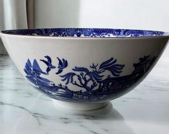 Set of 4 Blue Vintage Willow Burleigh Ware Rimmed Bowls for 115