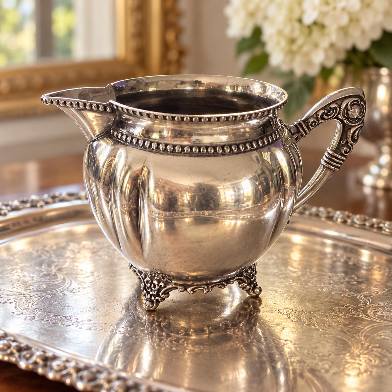 Antique: New Amsterdam Silver Co — Quadruple Plate Tea Set  Silverplate — Victorian Style — 4 Piece Set