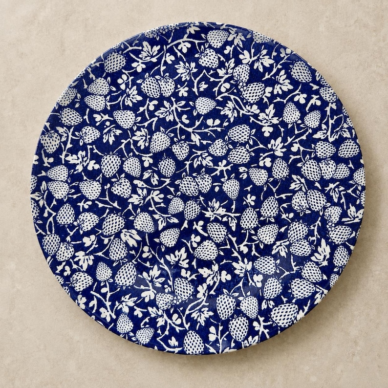 Blue & White Vintage Inspired Salad Plates | Gallery Wall Decor England | Sold Individually O. Strawberries