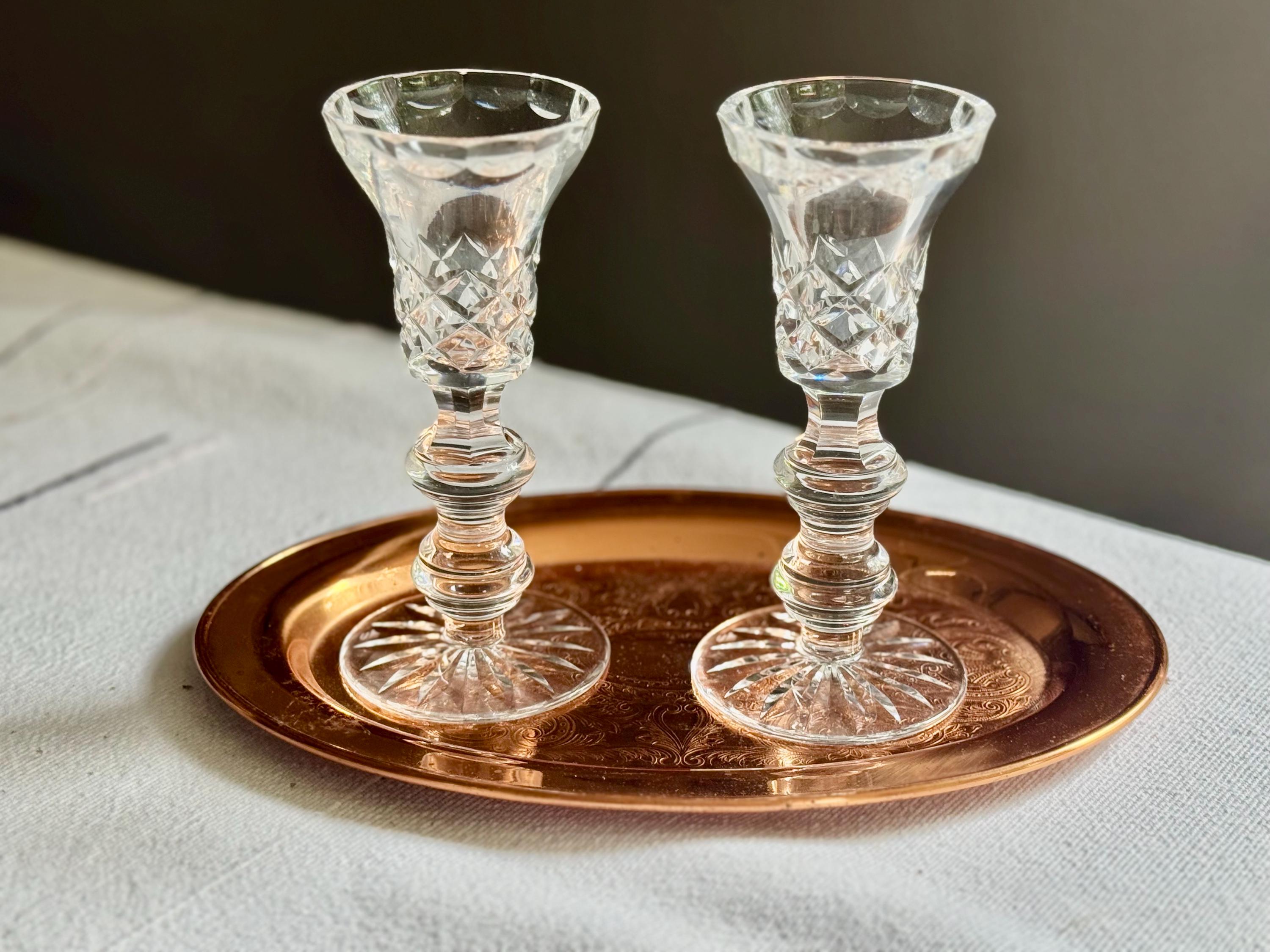 Pair of Vintage Cut Crystal Candlesticks – Likely Waterford