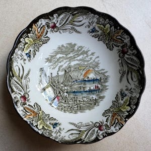 Vintage Red Green Transferware Plate Set: Eclectic Cottagecore Wall Gallery bild 5