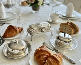 Vintage Silverplate Covered Dishes & Roll-Top Server — Sold Individually