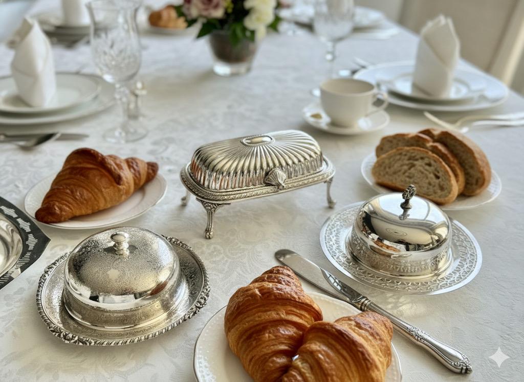 Vintage Silverplate Covered Dishes & Roll-Top Server — Sold Individually