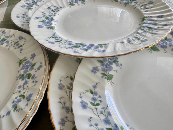 Royal Adderley “Sweet Forget Me Not” - Vintage English Fine Bone China — Custom Sets