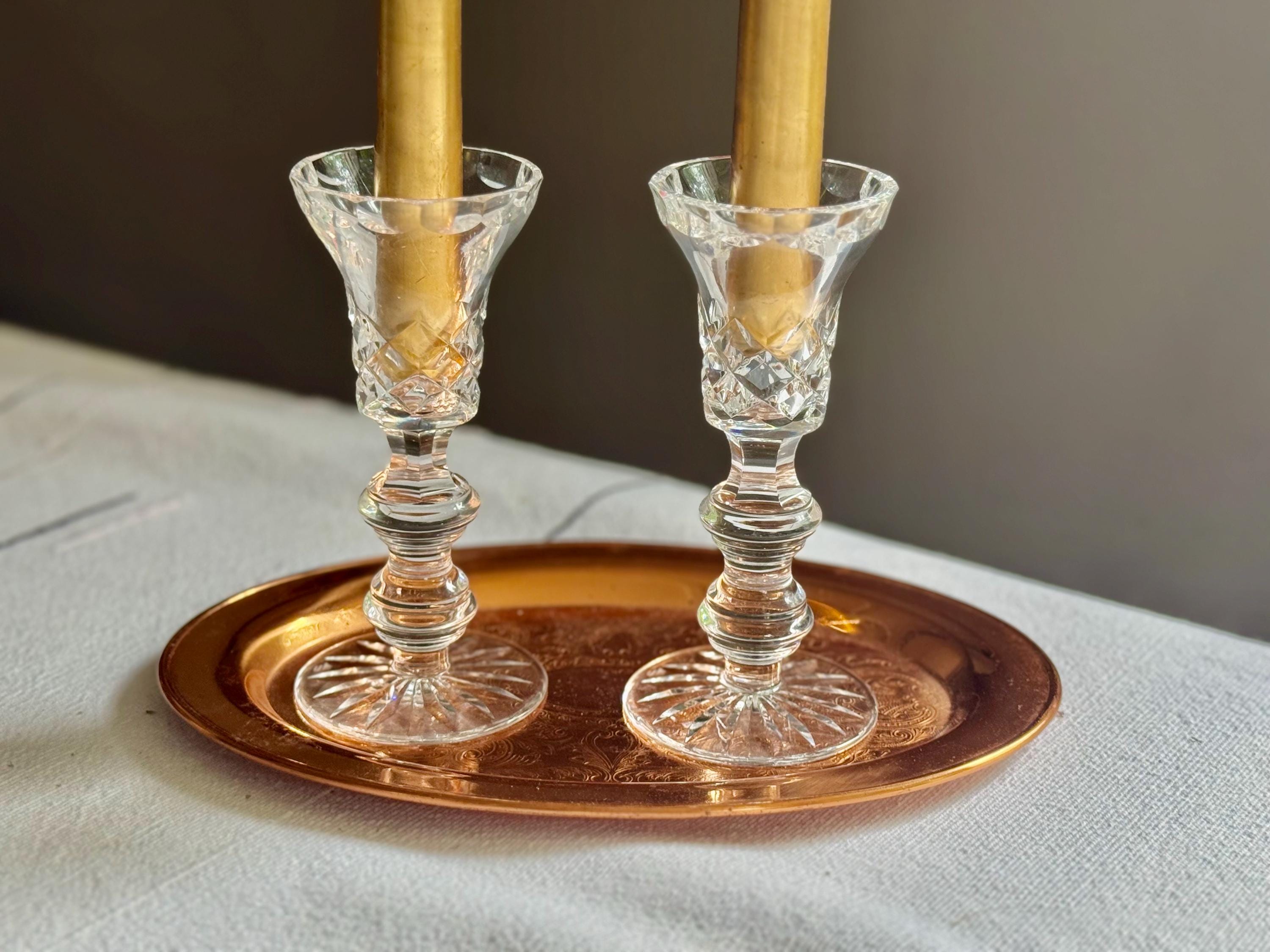 Pair of Vintage Cut Crystal Candlesticks – Likely Waterford