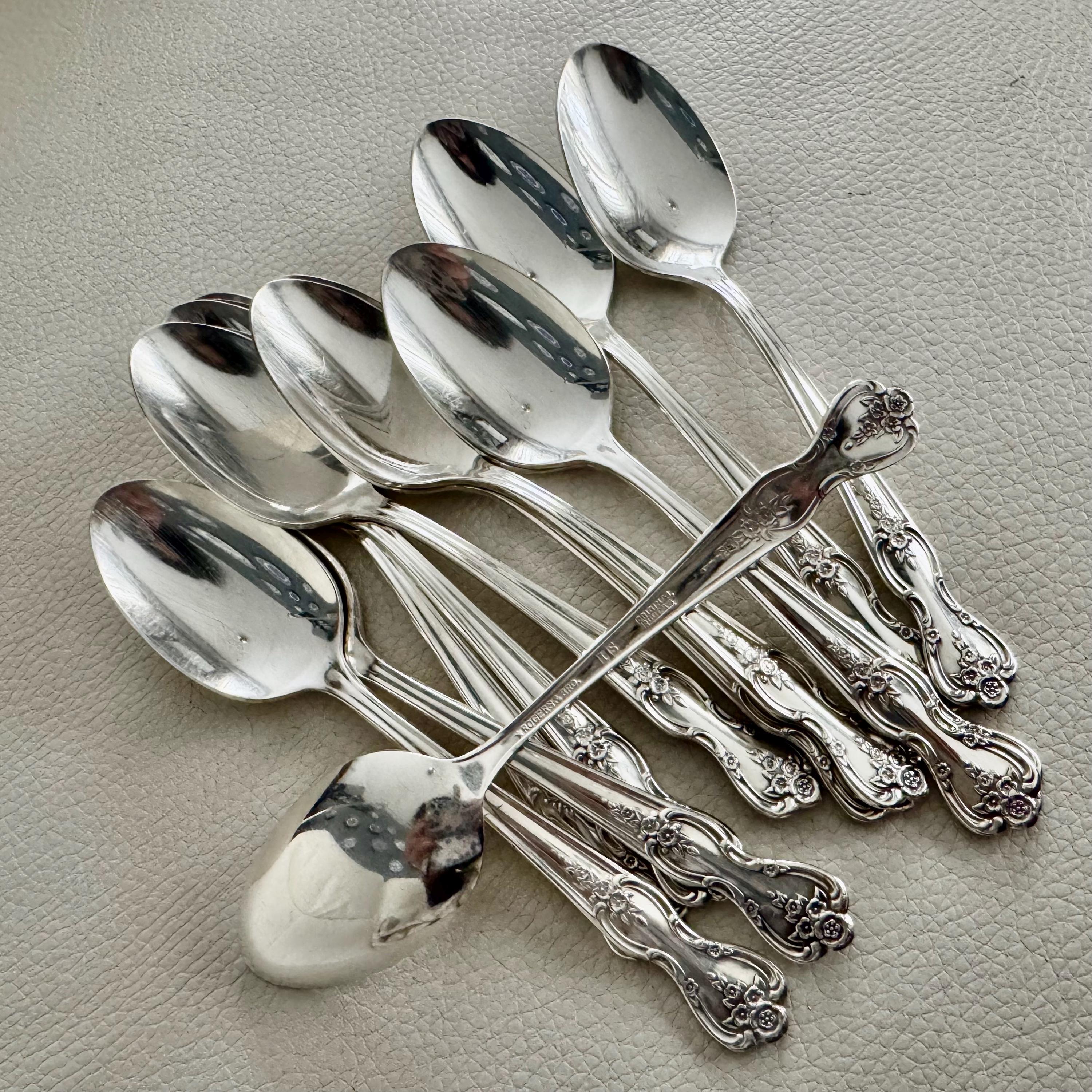 Vintage Dessert Spoons - Silver Plated Silverware Inspiration Magnolia (1951) by Rogers & Bros