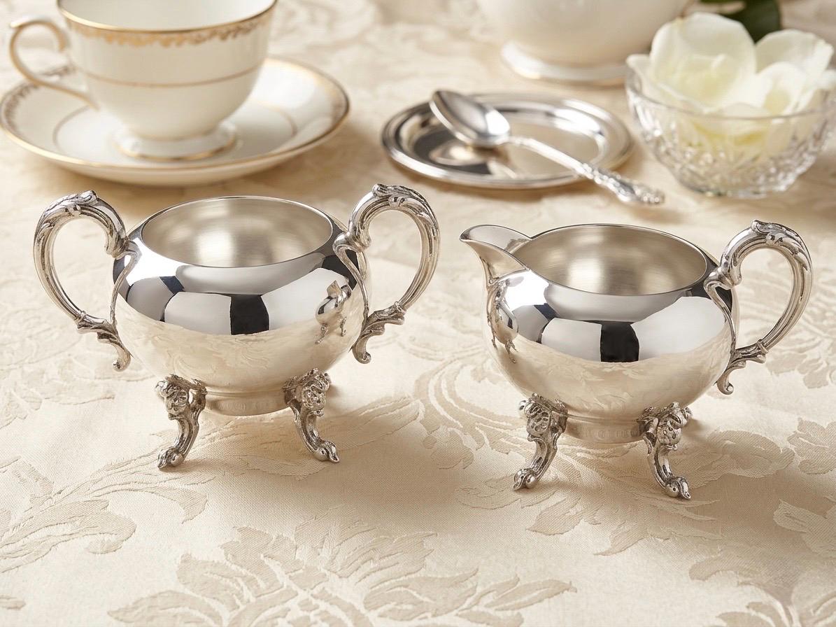 Vintage Silverplate Creamer Sugar Set – Ornate Victorian Mid-Century Styles