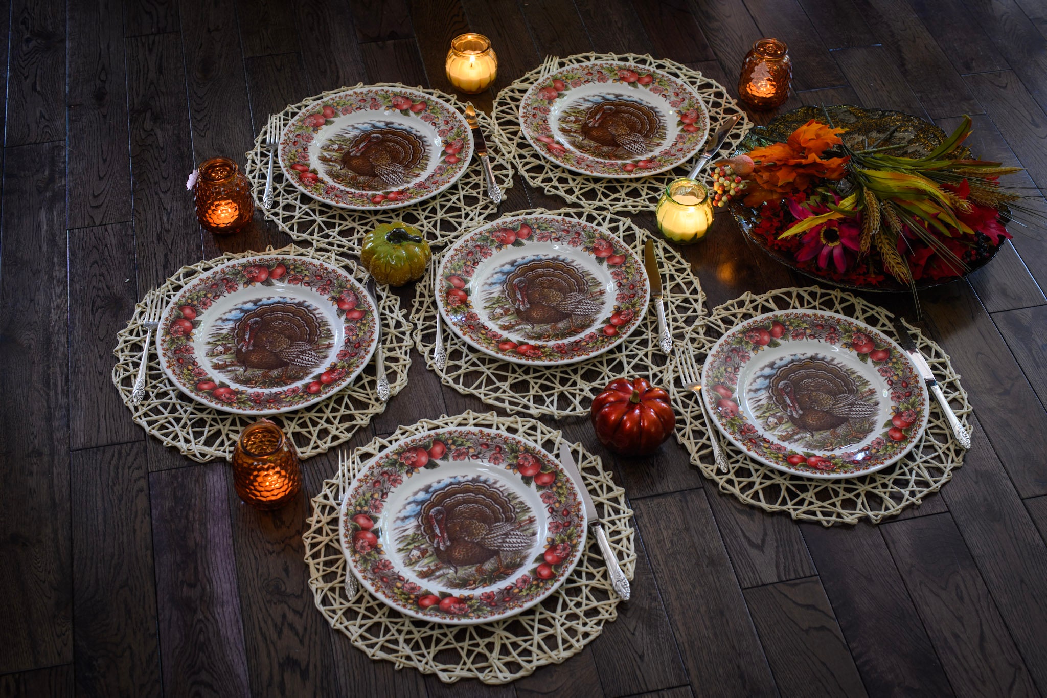 New Transferware Fall Thanksgiving Theme - Dinner Plates 11” - Royal Stafford - Made in England