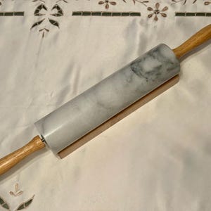 Vintage Solid Marble Rolling Pins with Wooden Handles & Original Stand – Sold Individually 4. Cloud Drift