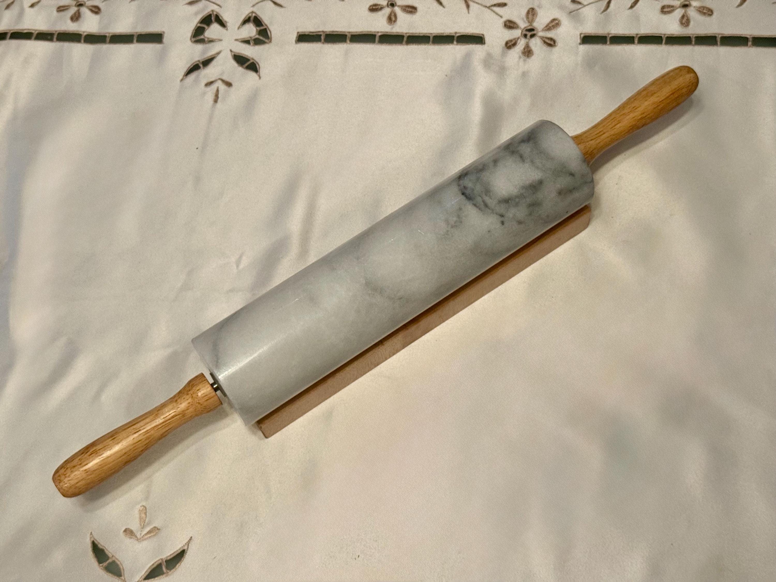 Vintage Solid Marble Rolling Pins with Wooden Handles & Original Stand – Sold Individually