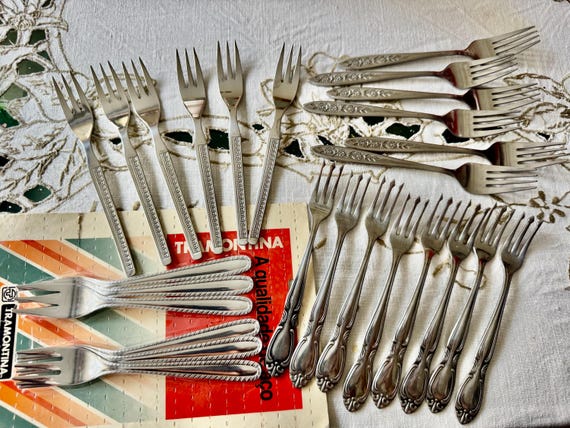 Vintage Stainless Hors d’Oeuvres Forks – 6 Styles Cocktail Appetizer Fork Sets