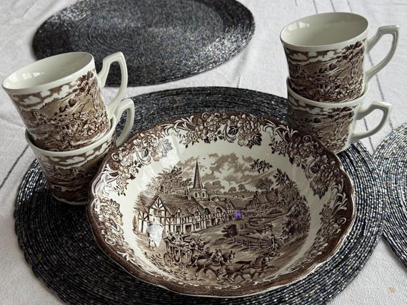 英国ヴィンテージ ロイヤルスタッフォードシャーTransferware トレイ