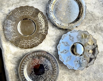 Vintage Silverplate Perforated Trays Collection – Ornate Round Serving & Display Trays 9–11” – Sold Individually