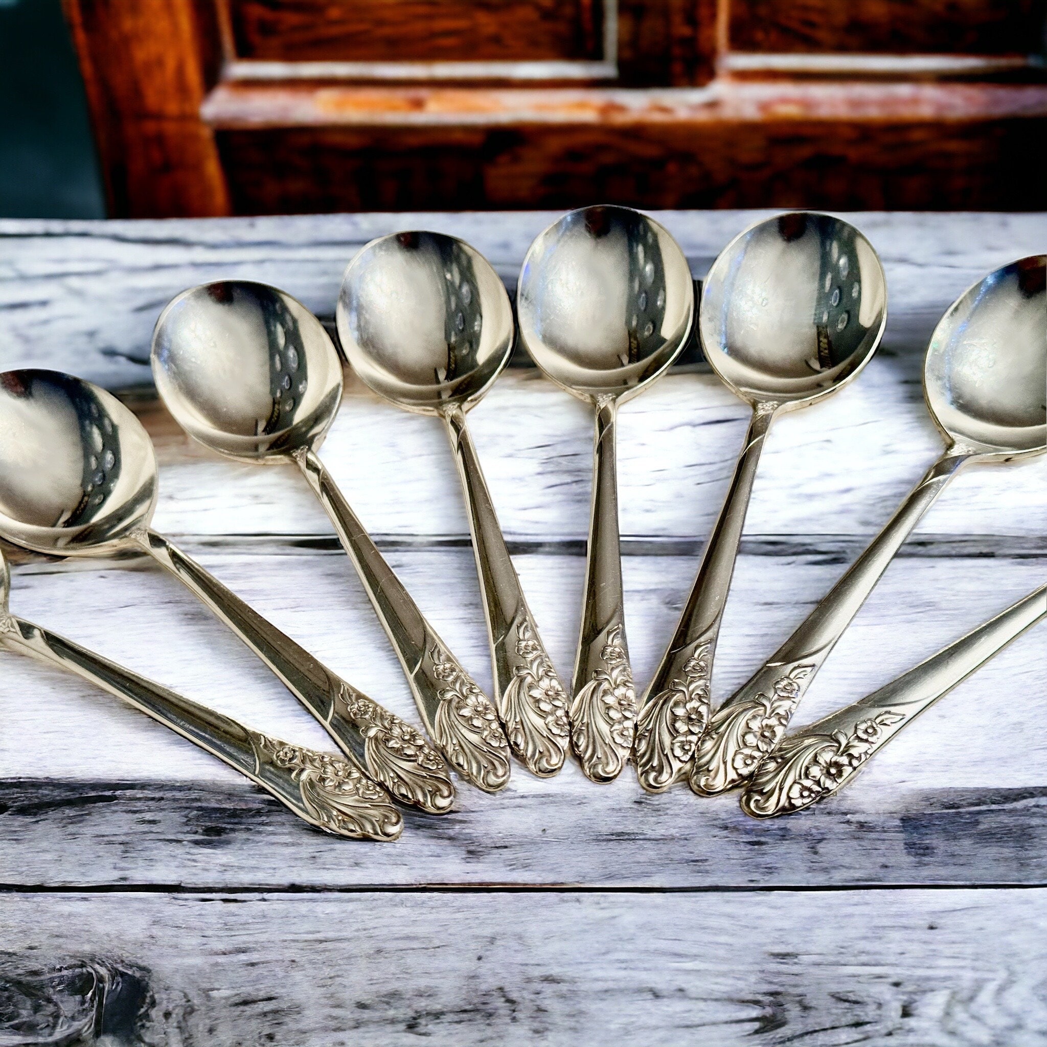 Vintage 1950s Silverplate Round Soup Spoons 7” – Set of 8 or 10