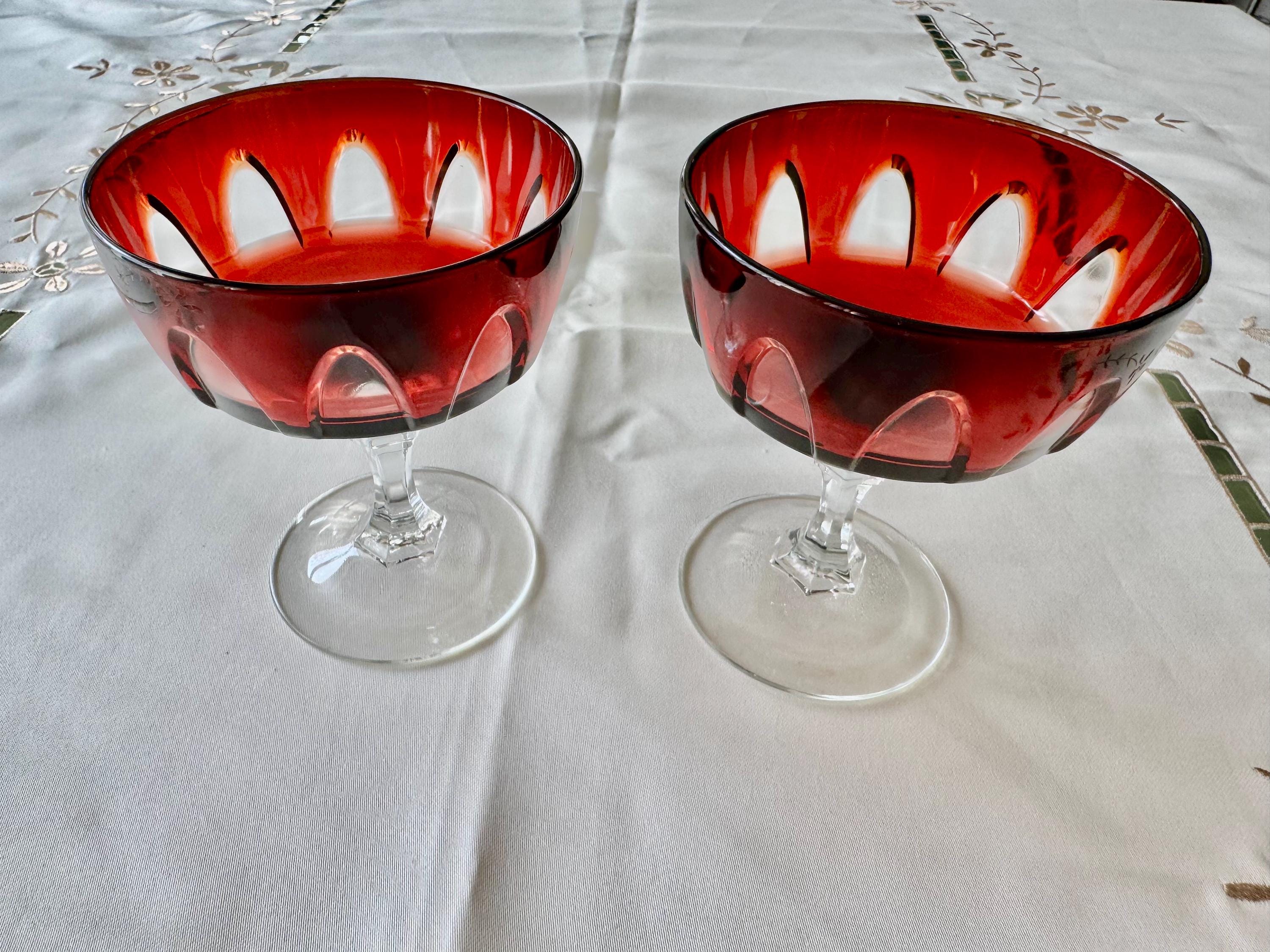 Vintage Luminarc Ruby Red Liqueur Glasses: 1970s French Barware