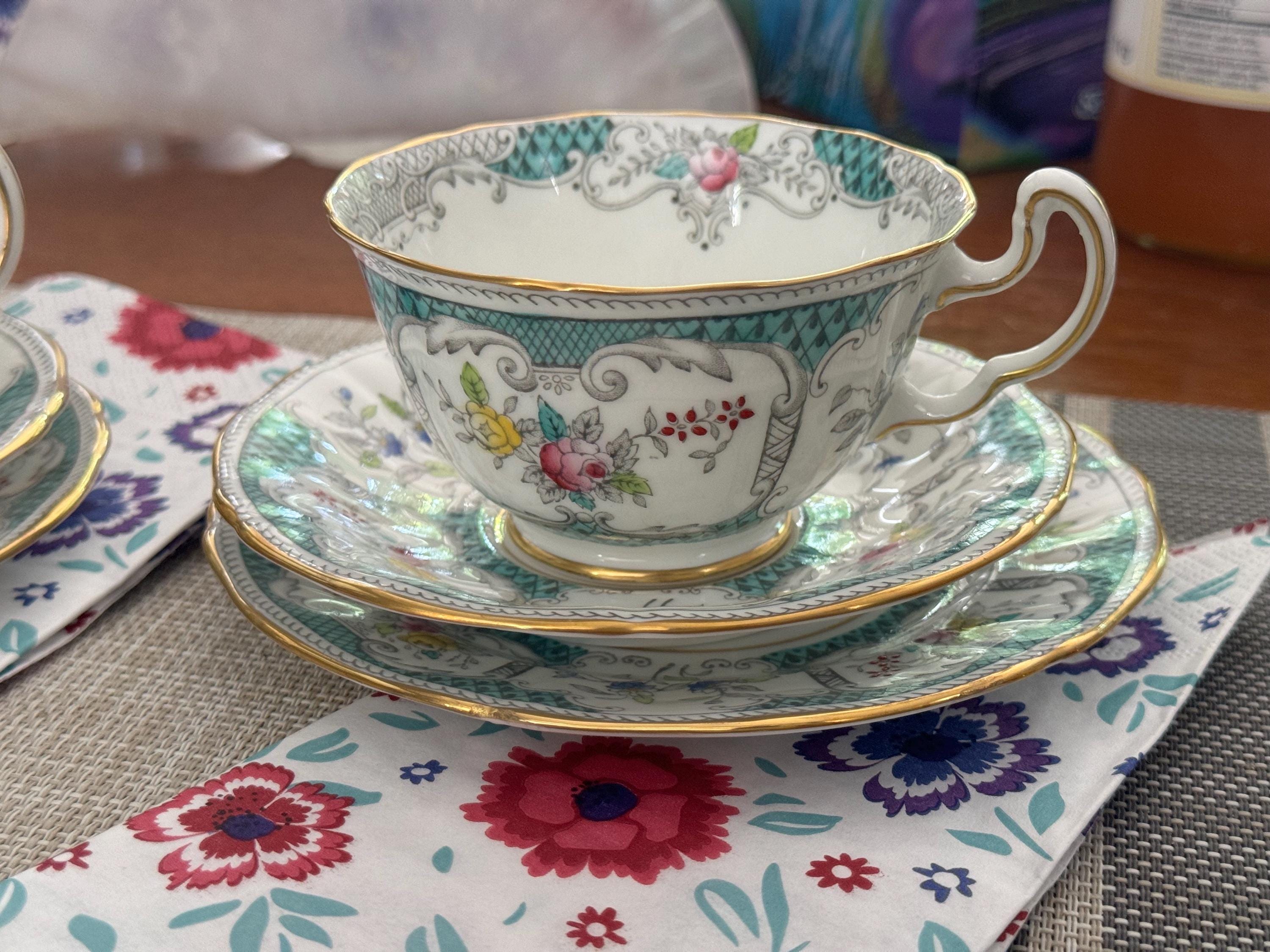 Vintage Noritake Fine Bone China Plates: Lowestoft Turquoise