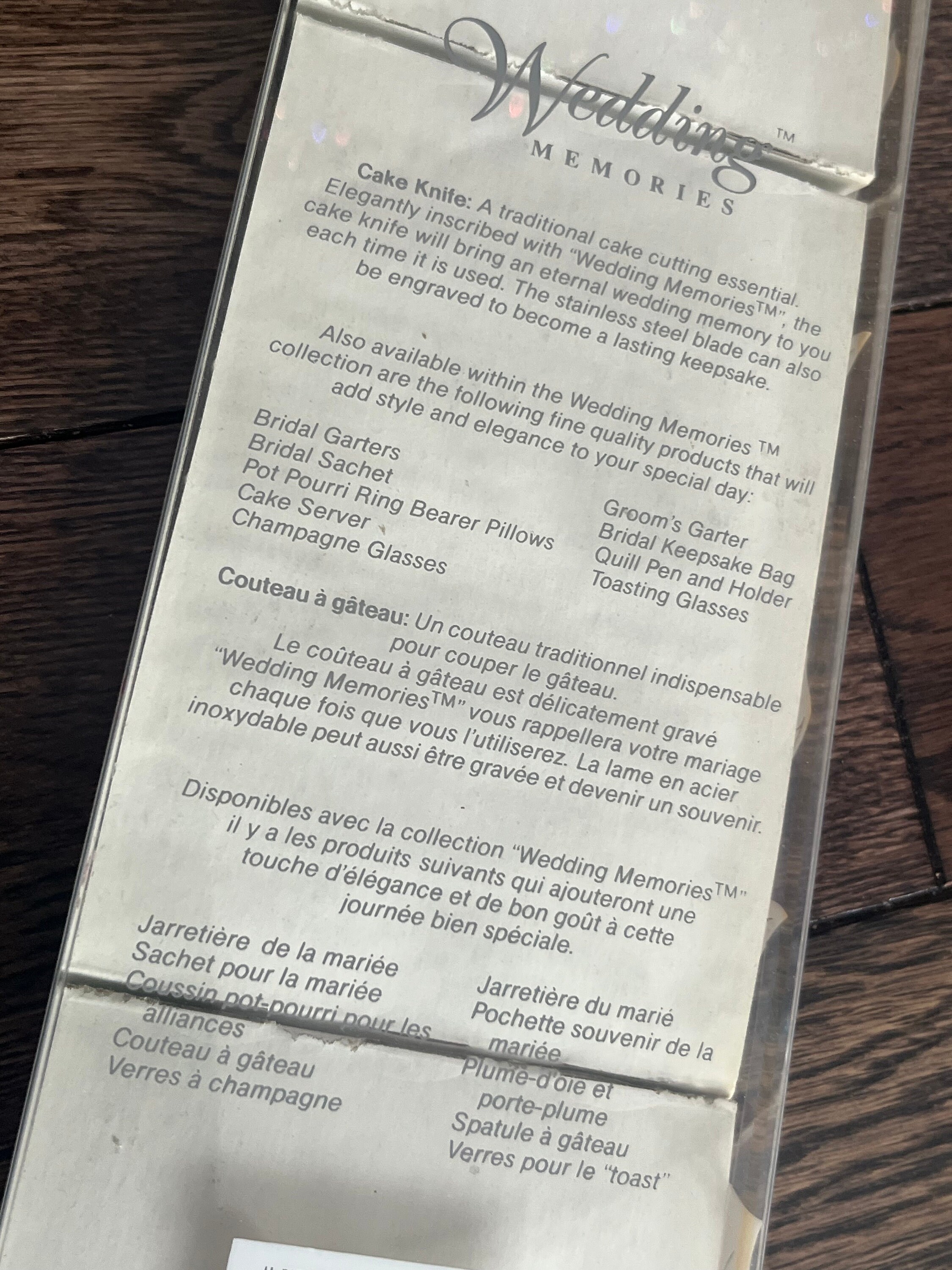 Vintage New Wedding Cake Knife - Stainless Steel - Made in England - “Wedding Memories”