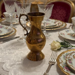 Vintage Brass Decor Collection — Marble Candlestick, Vase & Pitcher 3. Pitcher India 6”
