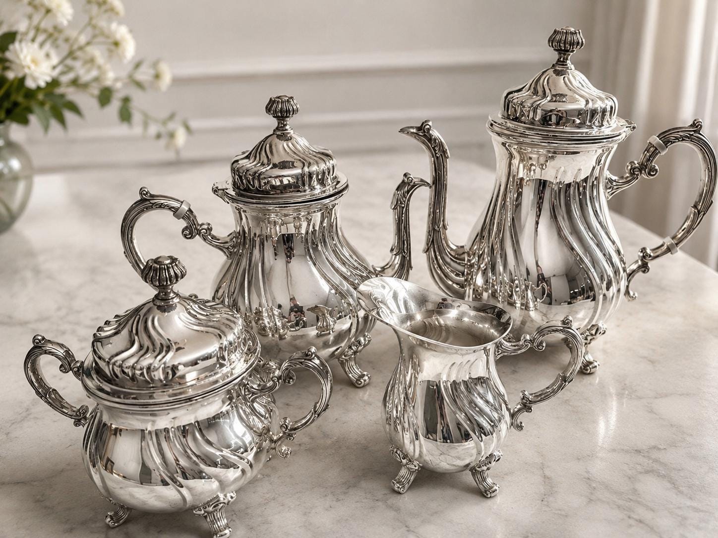 Vintage Viking Plate Canada Silverplate Tea & Coffee Service – 4 Piece Set