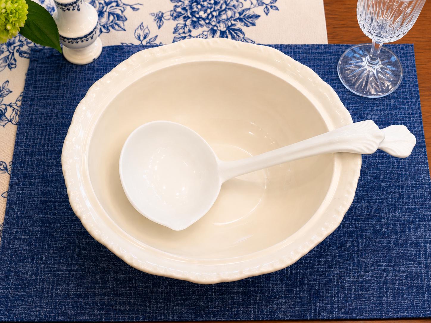 Vintage Mason’s Vista Blue Transferware Covered Soup Tureen With Ladle — English Ironstone