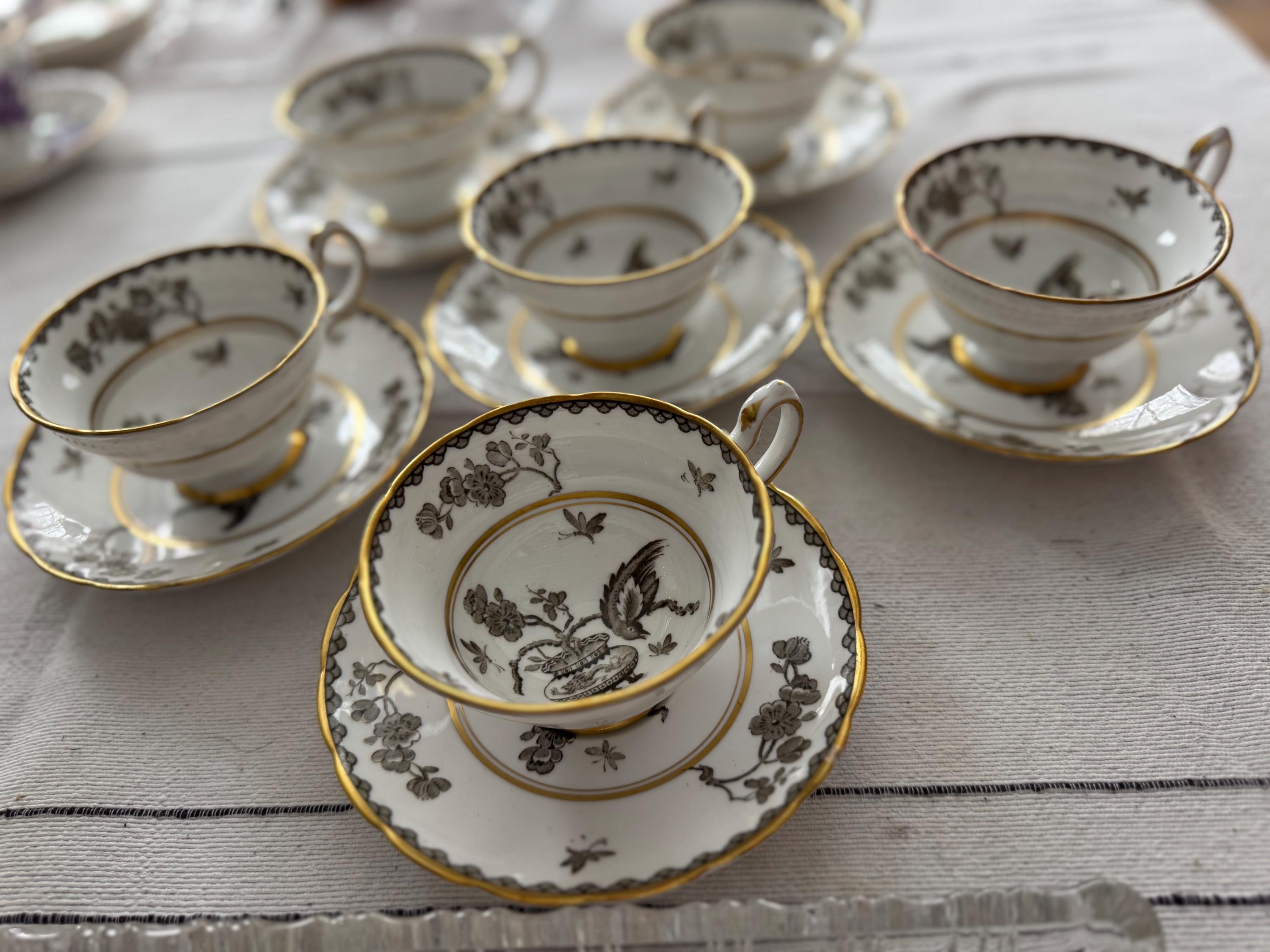 Vintage Grosvenor Fine Bone China Teacup and Saucer: Ming Blossom, England, 6 Available