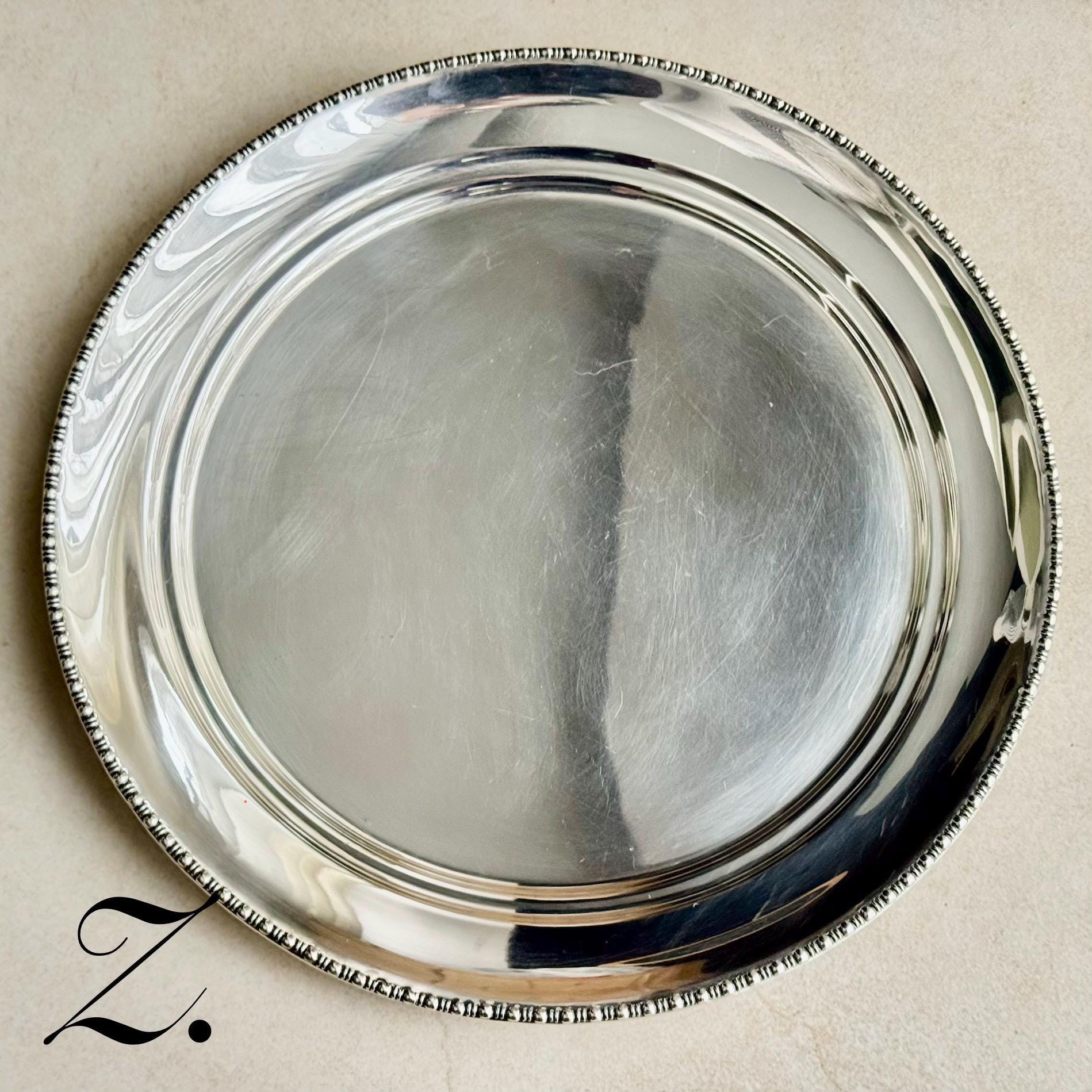 Vintage Silver-Plated Round Tray Collection – Ornate Etched Designs & Classic Makers – Sold Individually