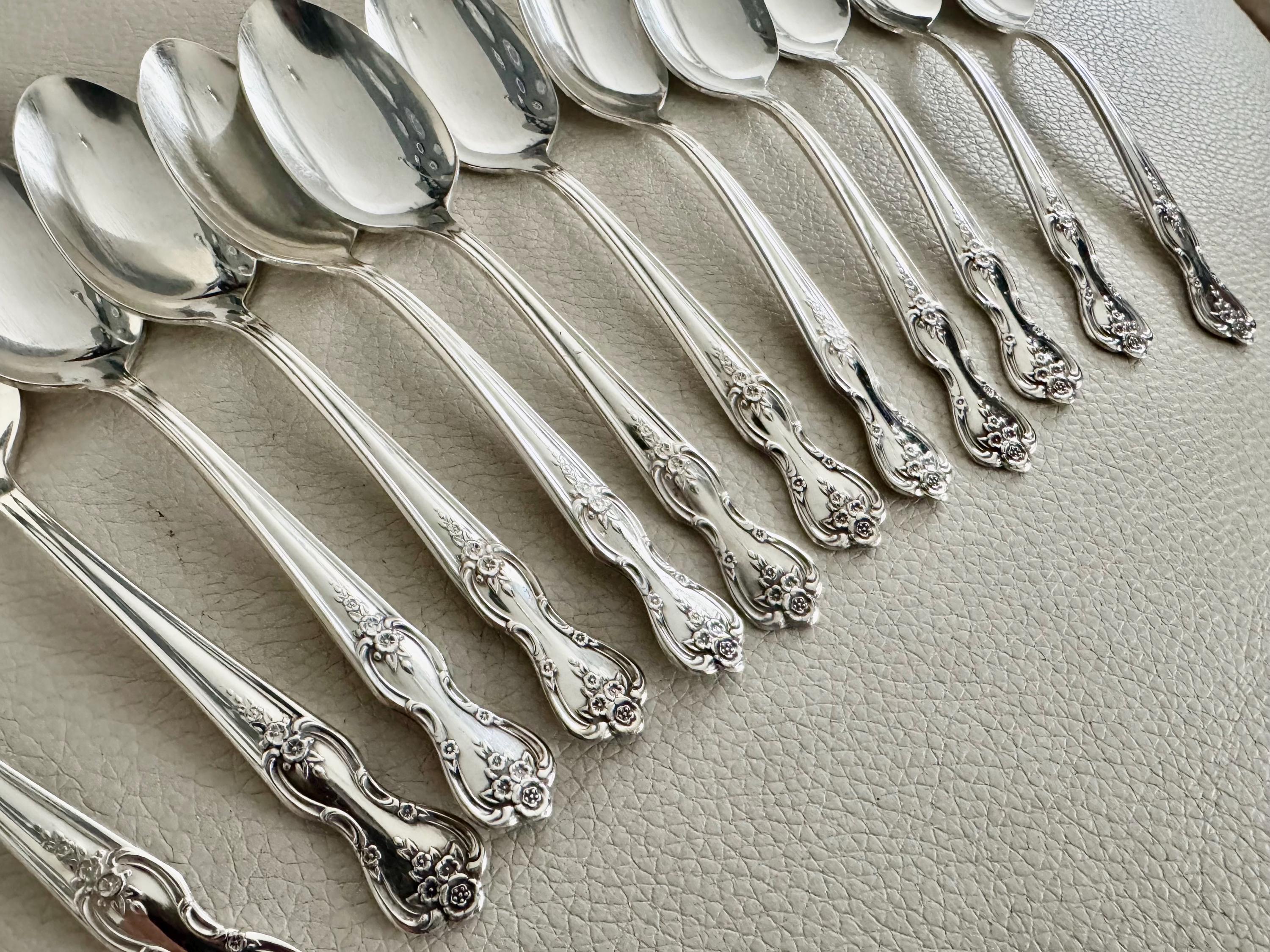 Vintage Dessert Spoons - Silver Plated Silverware Inspiration Magnolia (1951) by Rogers & Bros