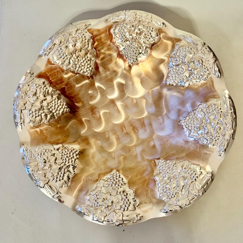 Vintage BMF Silverplated Footed Serving Bowl — Rose Embossed — Made in Western Germany image 12