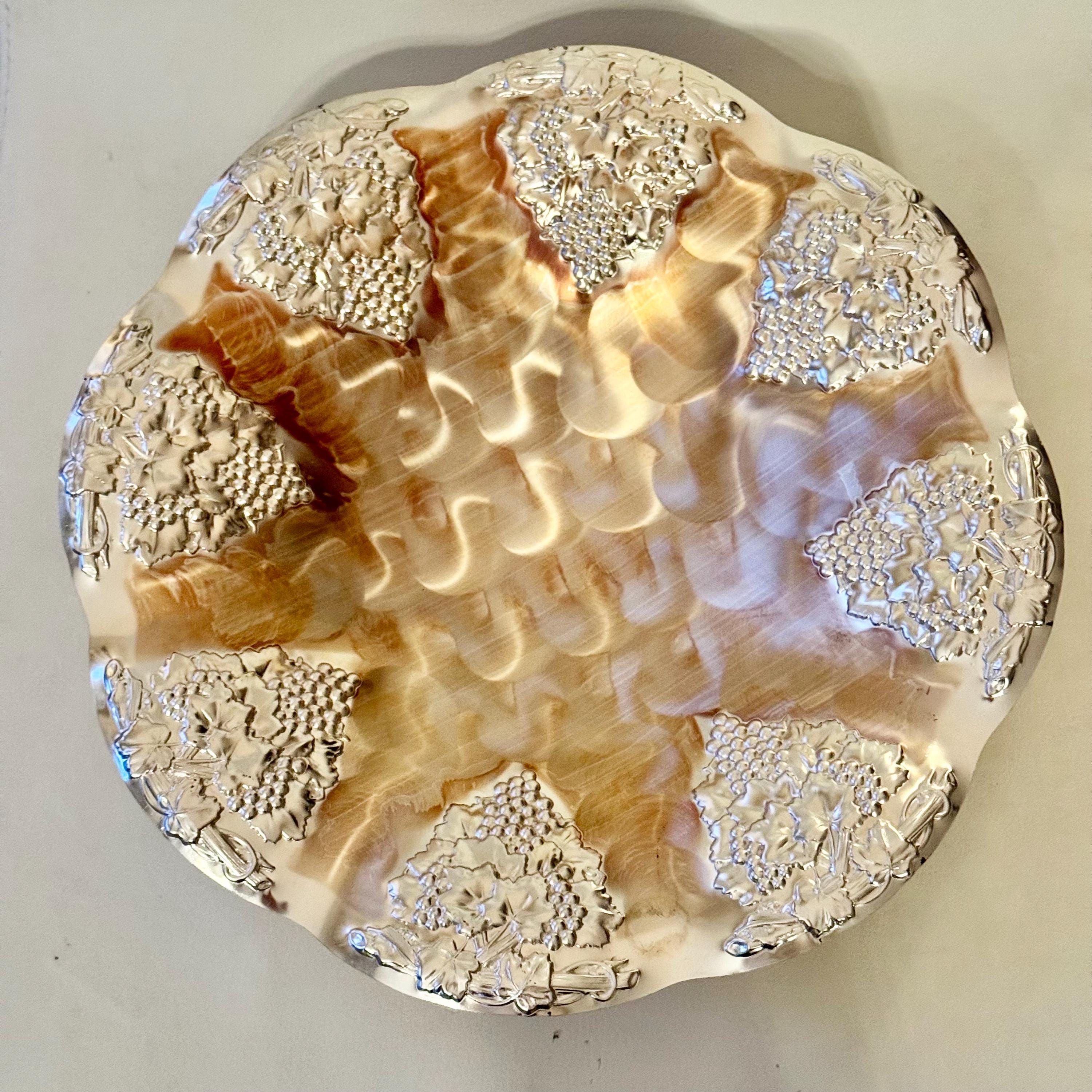 Vintage BMF Silverplated Footed Serving Bowl — Rose Embossed — Made in Western Germany