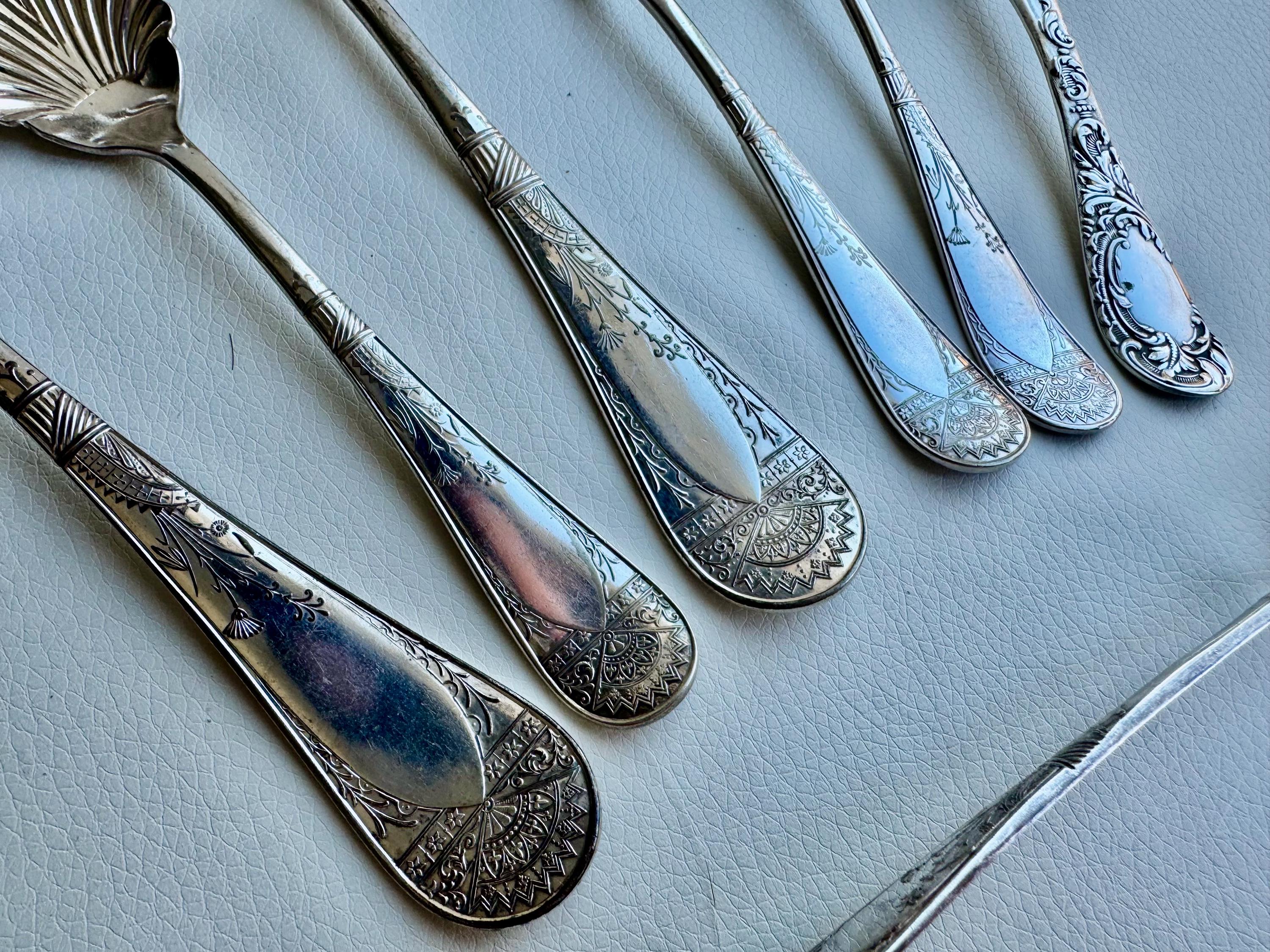 Antique Art Nouveau Silver Plated Serving Set: Shell & Floral Design, 7-Piece