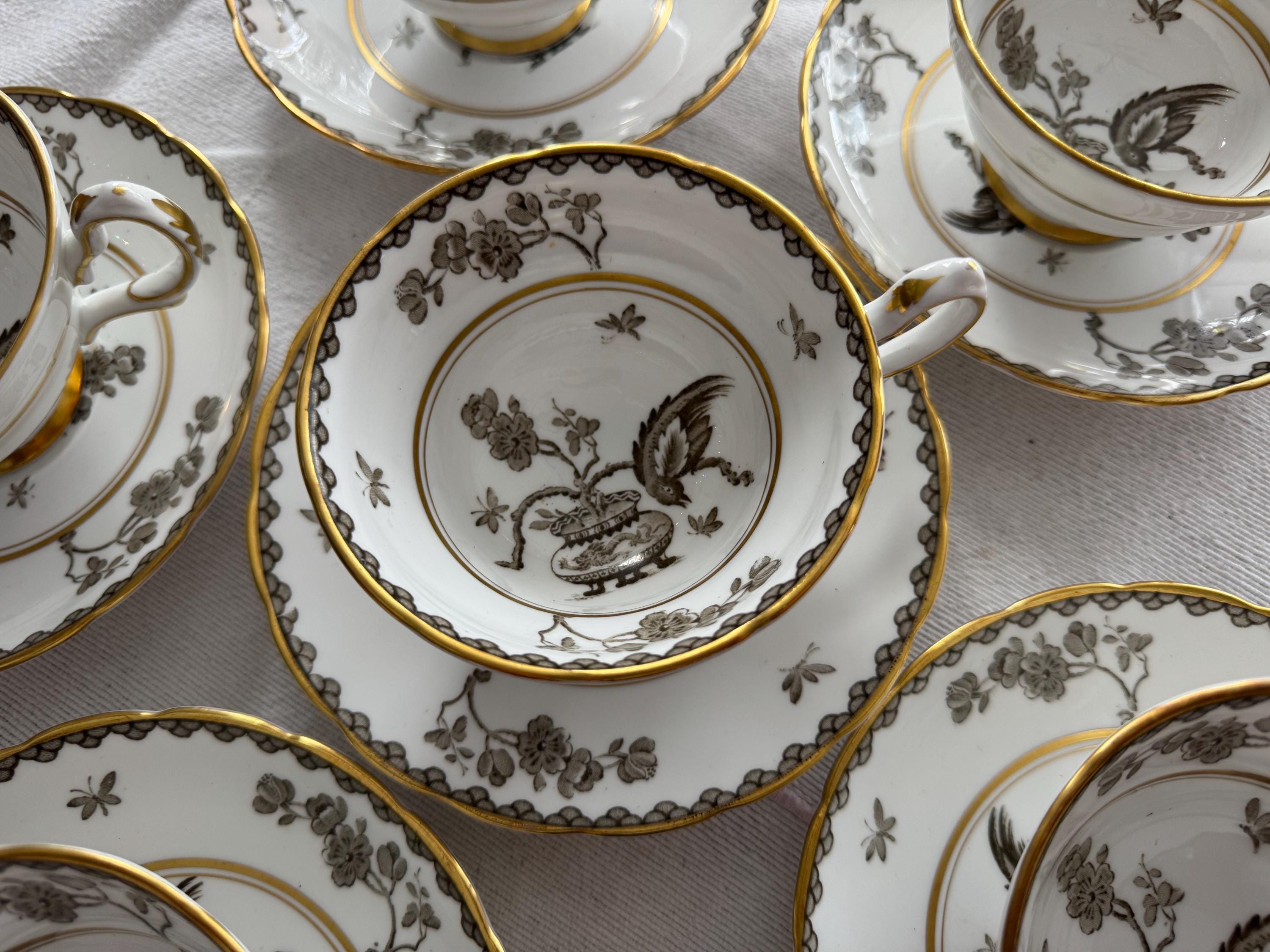 Vintage Grosvenor Fine Bone China Teacup and Saucer: Ming Blossom, England, 6 Available
