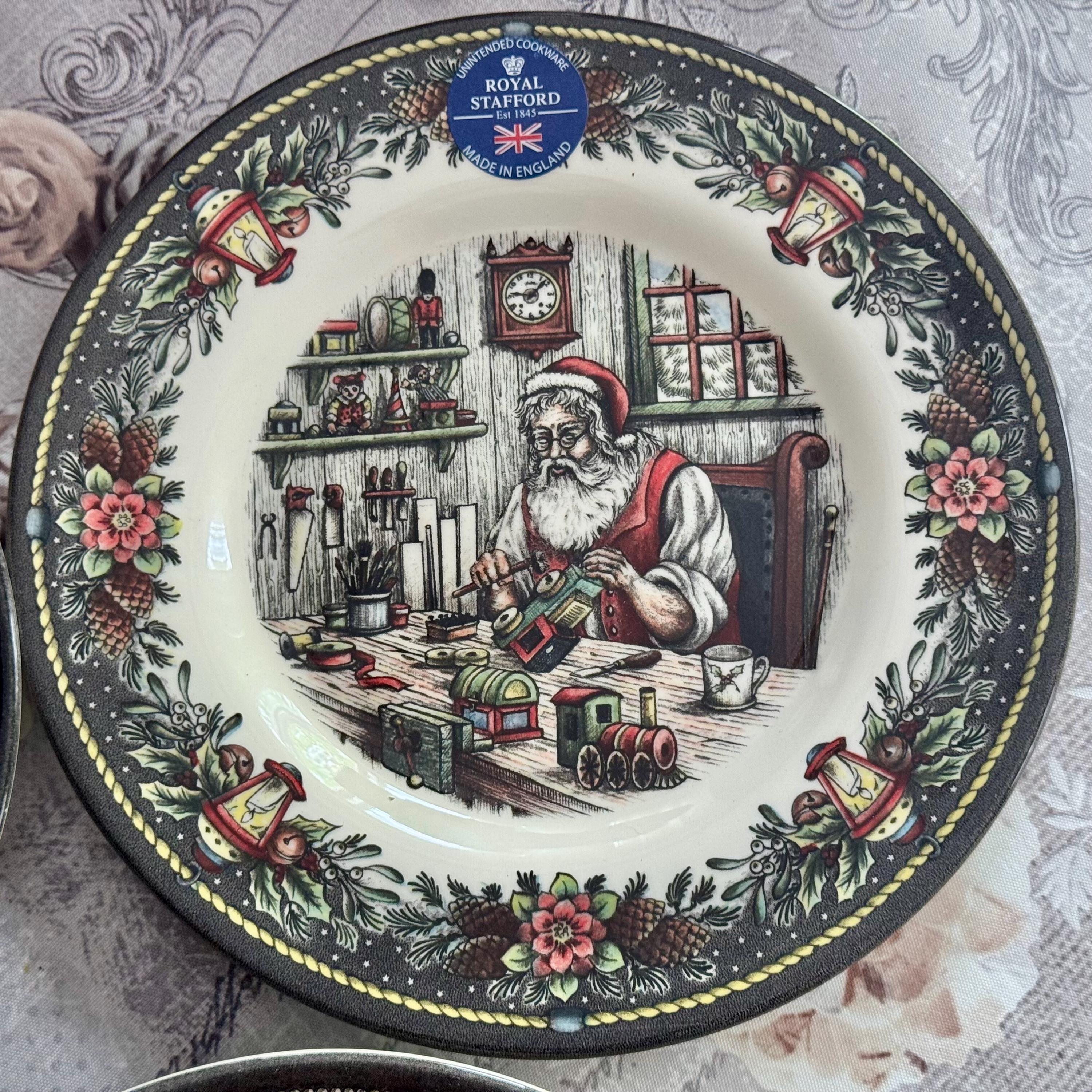 Vintage Style Transferware - Salad Plates 8.5” - Christmas Eve Theme - Royal Stafford England - Sold Individually