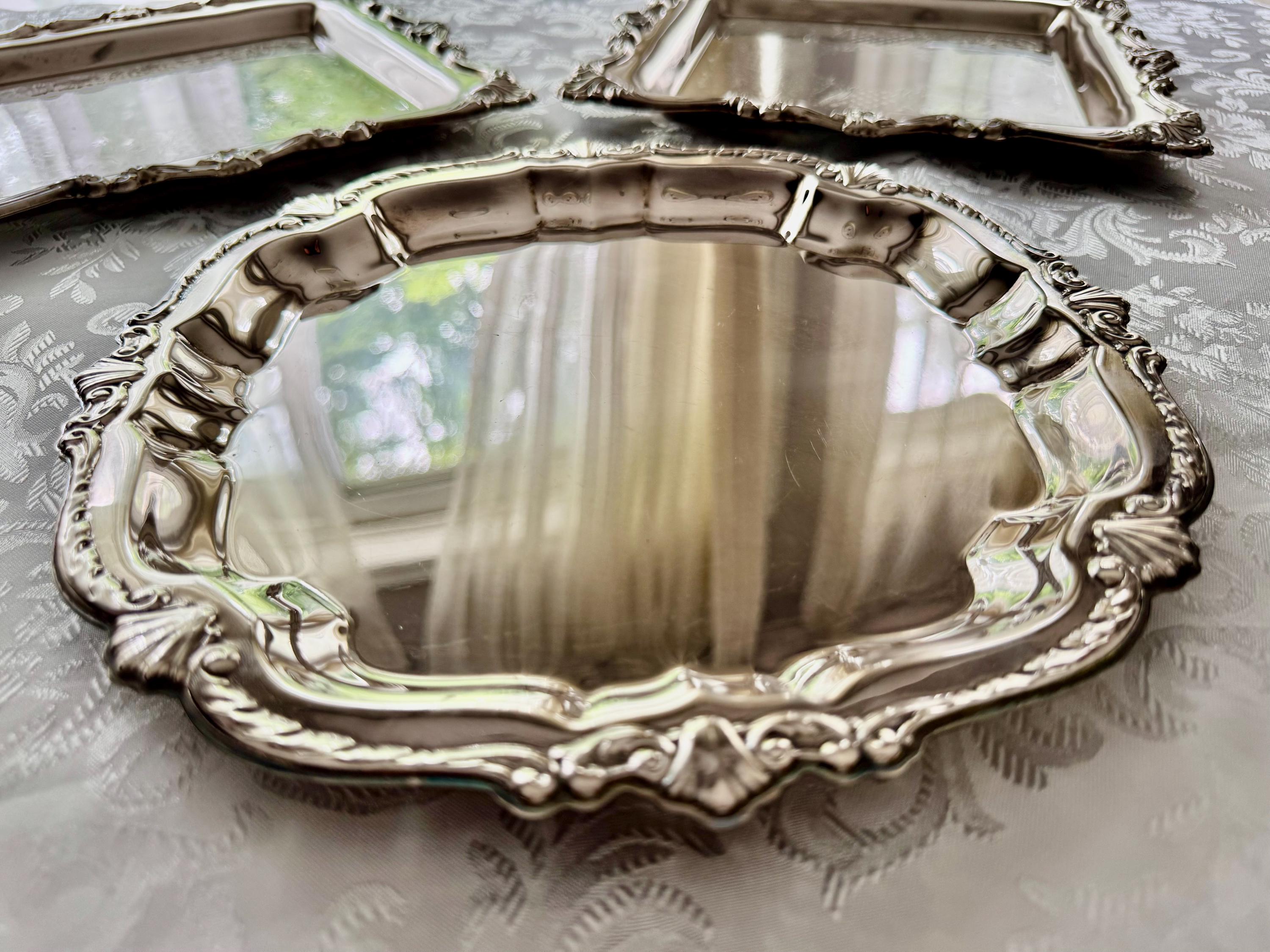 Vintage & Antique Rectangular or Square Silverplate Serving Trays — Ornate Decorative Trays — Choose Your Style