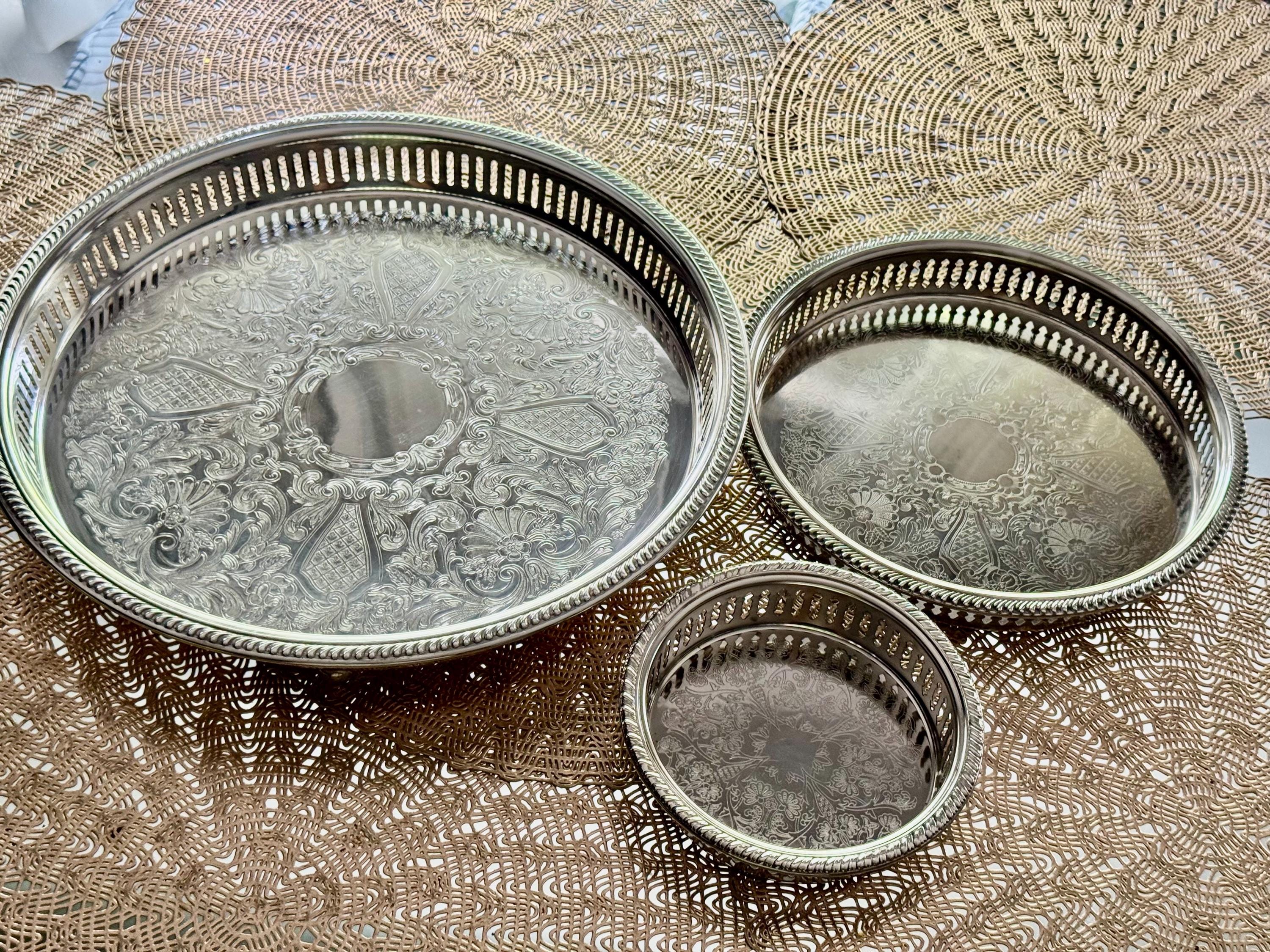 Footed Silver Gallery Tray - Etsy