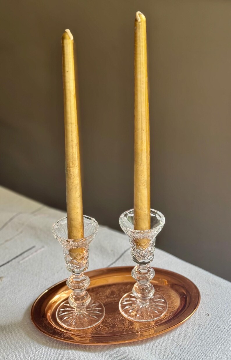 Pair of Vintage Cut Crystal Candlesticks – Likely Waterford bild 4