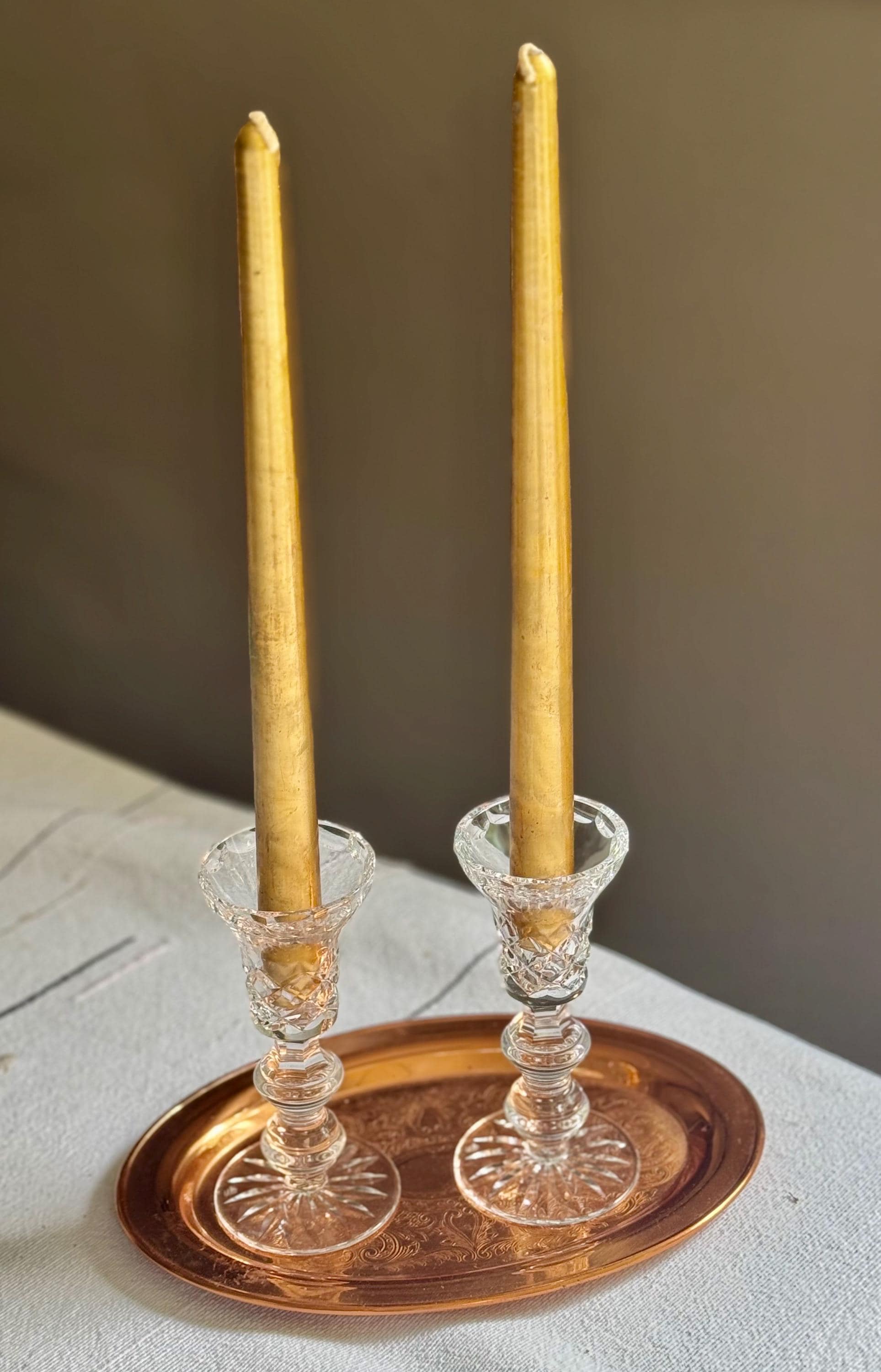 Pair of Vintage Cut Crystal Candlesticks – Likely Waterford