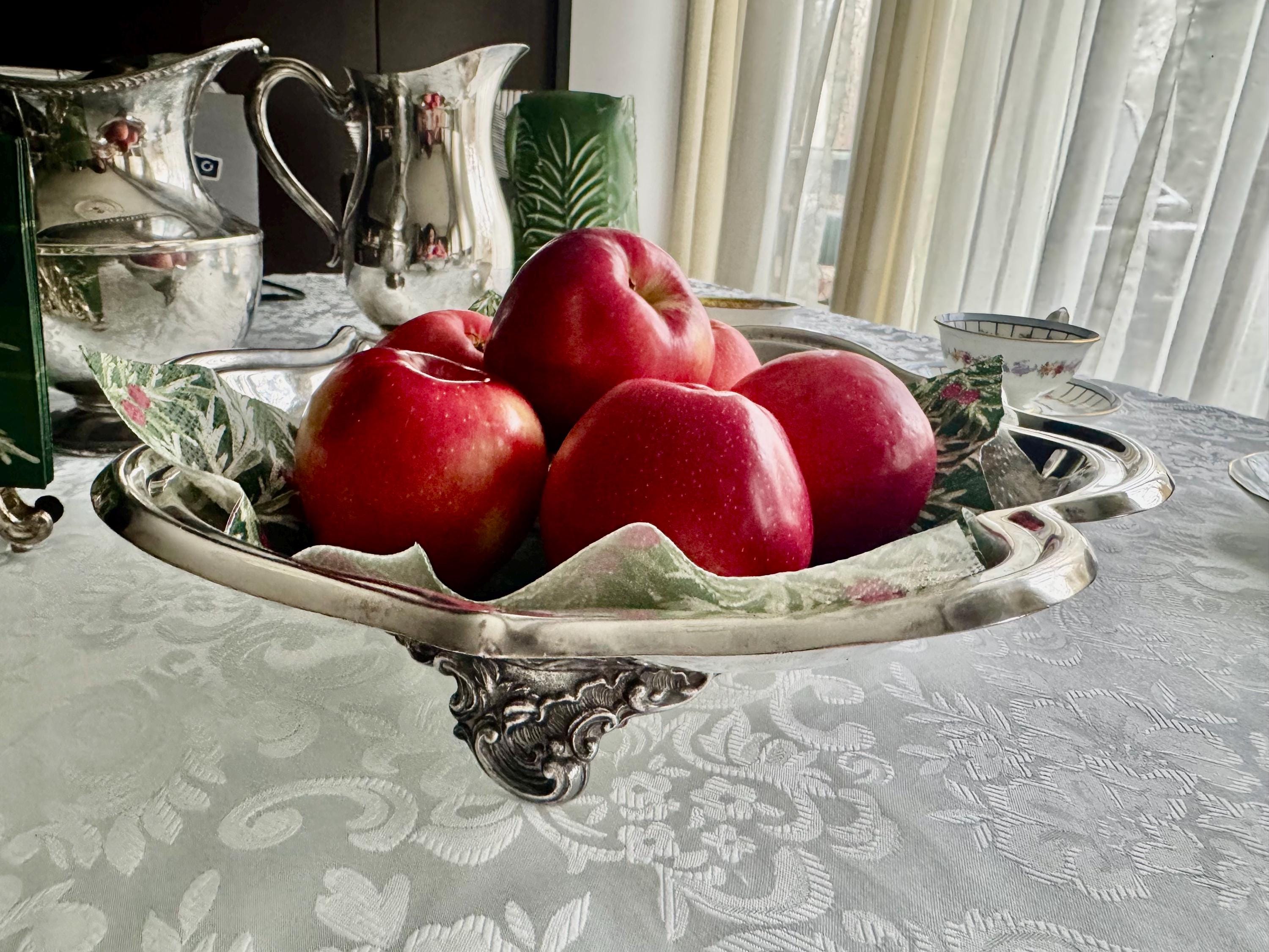 Ornate Viking Plate Footed Fruit Bowl – 12” Wide –  Made in Canada