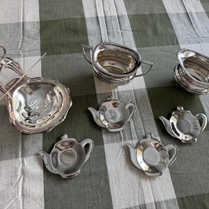 Vintage Silverplate Tea Accessories – English Toast Rack, Teabag Holder, Creamer & Sugar image 10