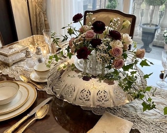 Elegant Vintage Silverplate Centerpiece with Glass Frog – Rose Bowl – Wedding & Event Table Decor