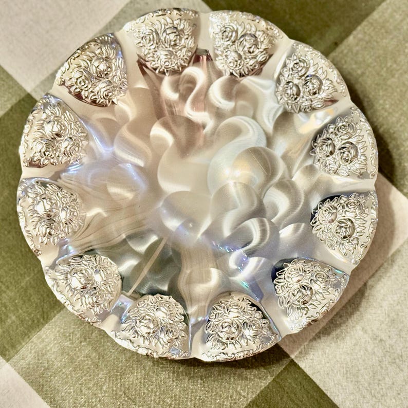 Vintage BMF Silverplated Footed Serving Bowl — Rose Embossed — Made in Western Germany Silver Footed Bowl