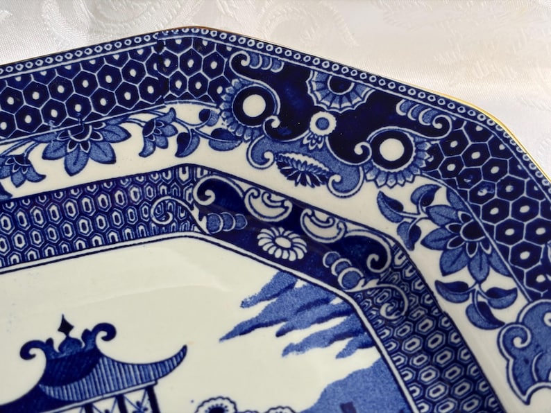 Extra Large Blue & White Chinoiserie Serving Platters | Burleigh Ware Willow or English Willow Eaton Fine Dining | Sold Individually image 5